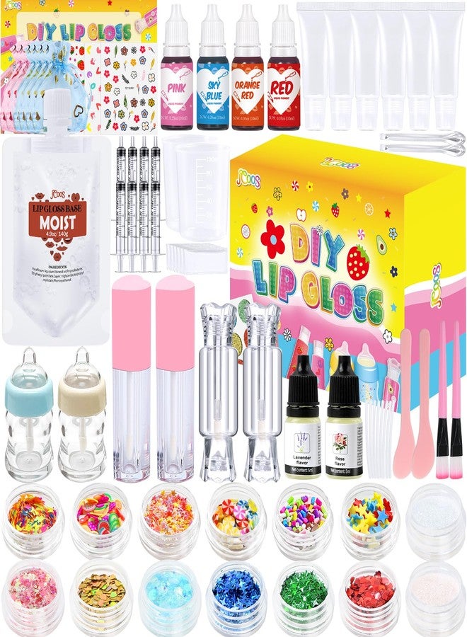 Jcoos Lip Gloss Making Kit, 73PCS Fun Make Your Own Lip Gloss Kit Kids, Beginner, Lipgloss Sets for Girls, DIY Lipstick Set, Moisturizing Lip Oil Base, Gifts for Tween Girls, Teens, Daughters, Women - Image 1